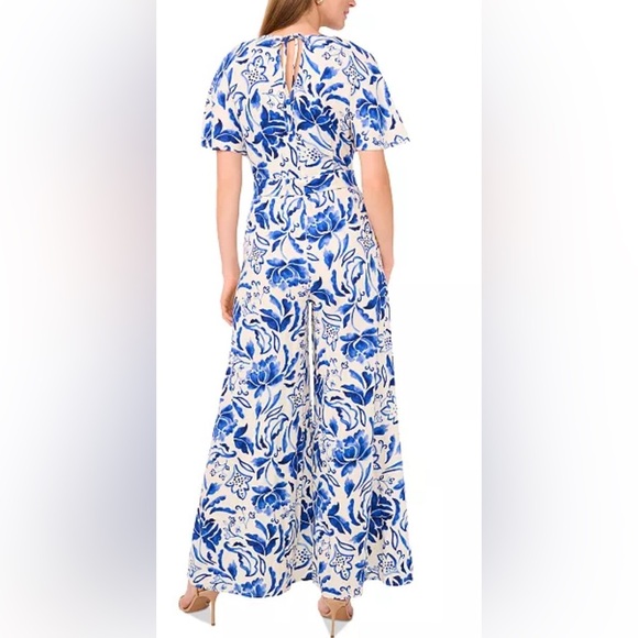 1.STATE Floral Blue and White Jumpsuit - Picture 2 of 9